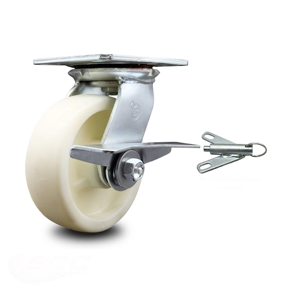 6 Inch Nylon Caster with Ball Bearing and Brake/Swivel Lock